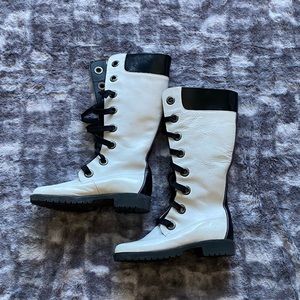 Very Rare Timberland Boots Black, white and zebra print womens size 11
